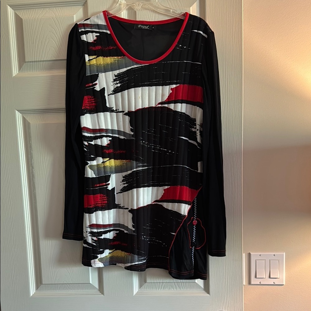 Alfani Black and Red Long Sleeve Tee